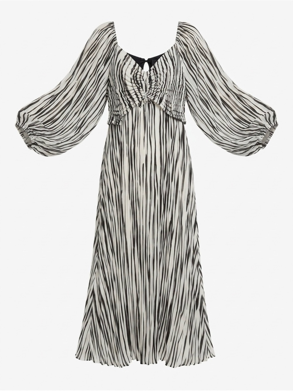 Terra & Sky Black and White Pleated Striped Midi Sweetheart Dress Size 3X